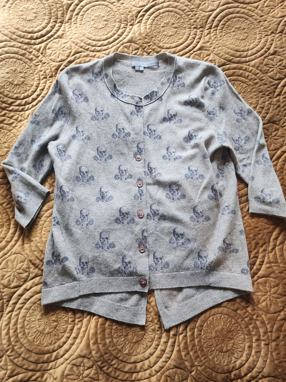 360 Cashmere Skull & Rose Cardigan